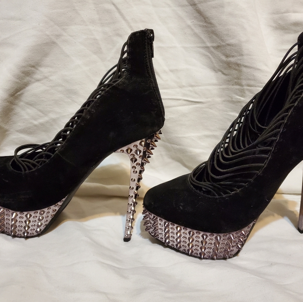 Black stilletto platform heels